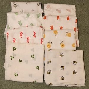 8 neutral Aden and Anais muslin blankets